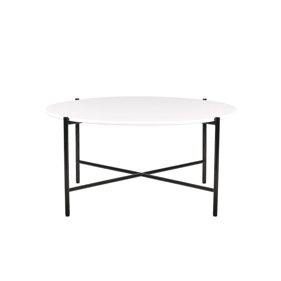 Black Cross Coffee Table with Round White Top